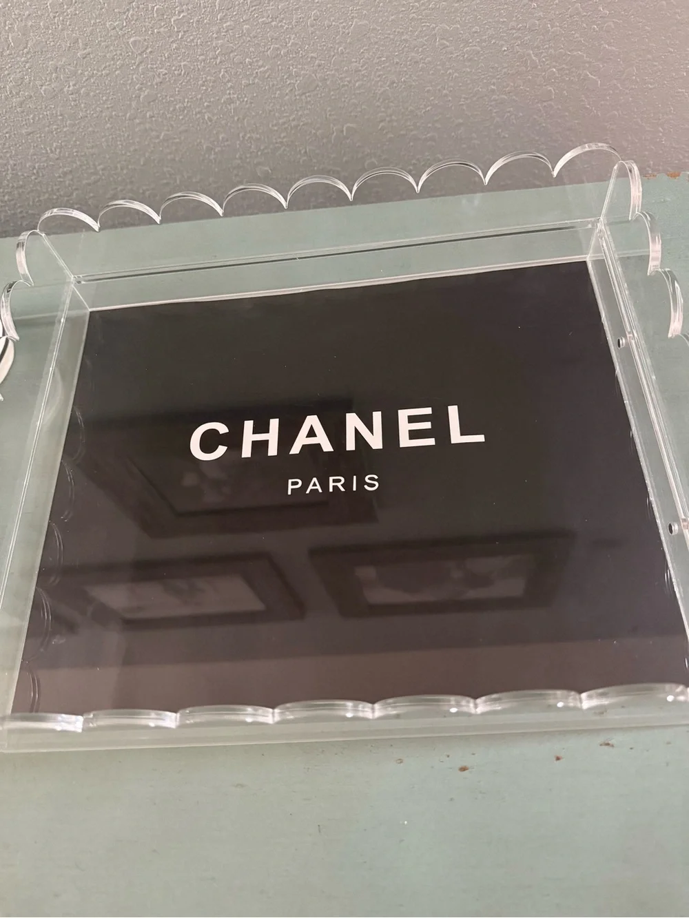 *Handmade* Acrylic Vanity Tray with Chanel Authentic Shopping Bag Insert